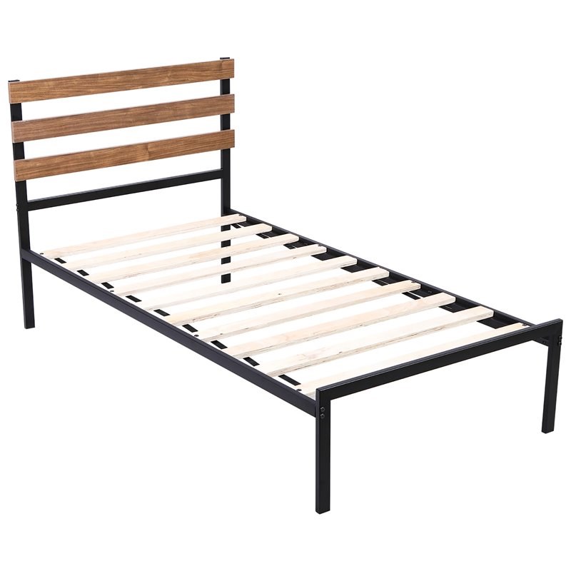 Costway Contemporary Metal Twin Size Platform Bed Frame in Black