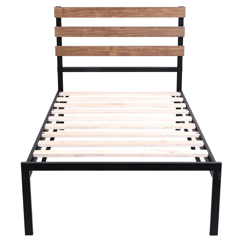 Costway Contemporary Metal Twin Size Platform Bed Frame in Black