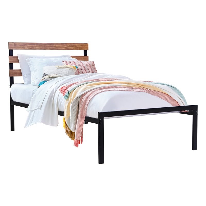 Costway Contemporary Metal Twin Size Platform Bed Frame in Black