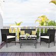 Costway 4-piece Patio Rattan Cushioned Sofas & Coffee Table in Mix Brown