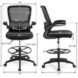 Costway Sponge Adjustable Height Drafting Chair with Lumbar Support in Black