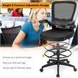 Costway Sponge Adjustable Height Drafting Chair with Lumbar Support in Black