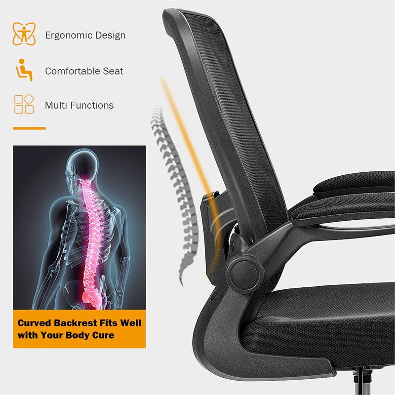 Costway Sponge Adjustable Height Drafting Chair with Lumbar Support in Black