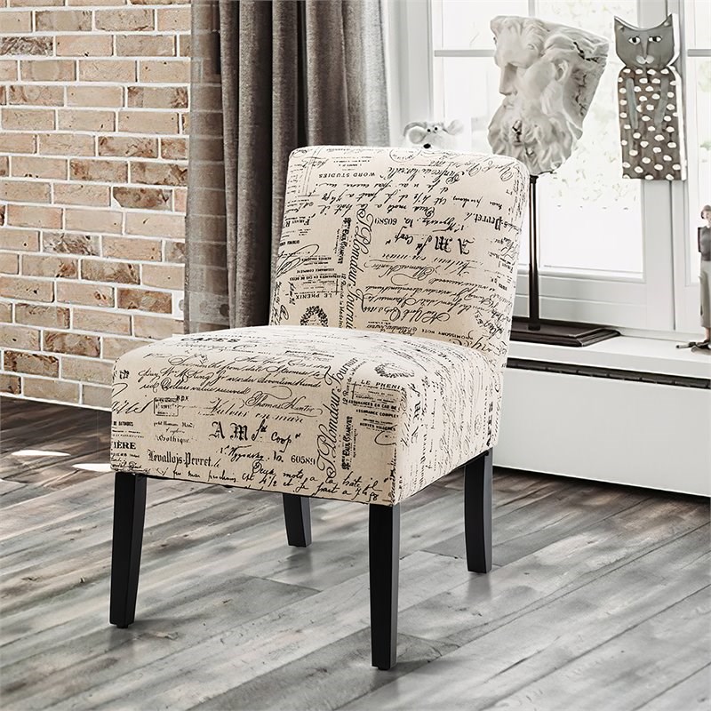 Costway Sponge Accent Armless Chair with Solid Wood Legs in Beige