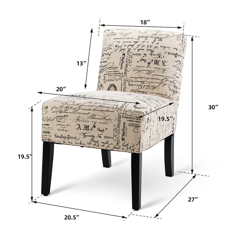 Costway Sponge Accent Armless Chair with Solid Wood Legs in Beige