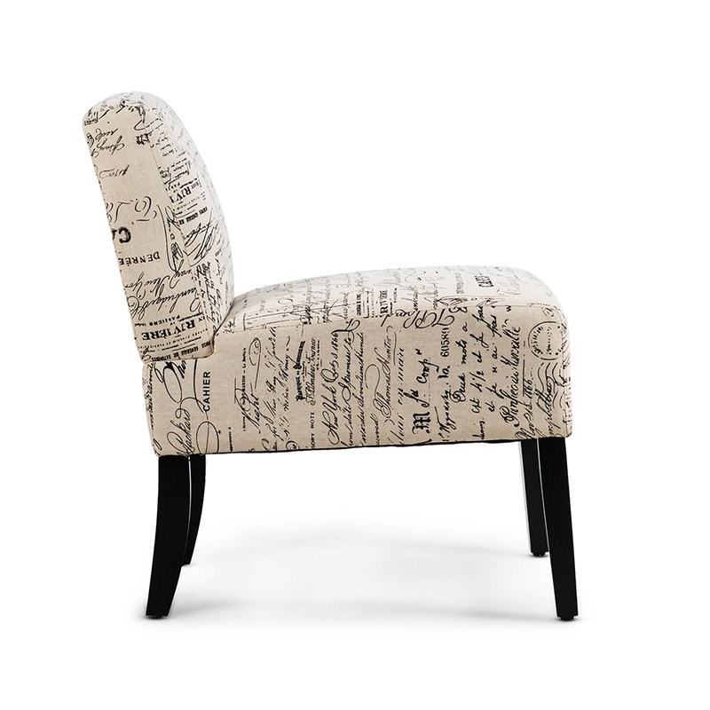 Costway Sponge Accent Armless Chair with Solid Wood Legs in Beige