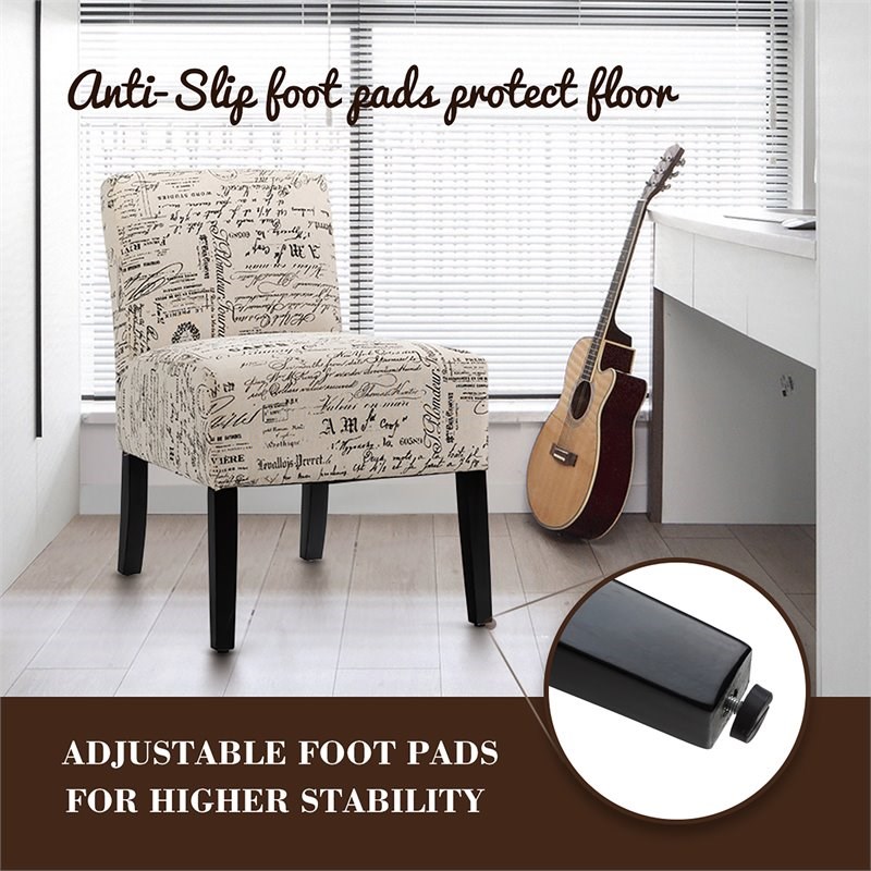 Costway Sponge Accent Armless Chair with Solid Wood Legs in Beige