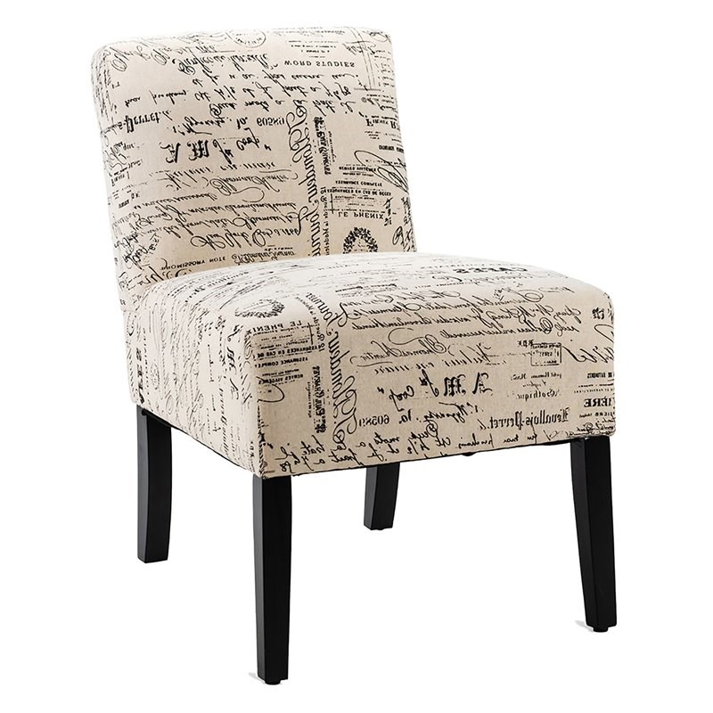 Costway Sponge Accent Armless Chair with Solid Wood Legs in Beige