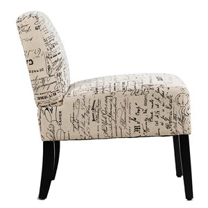 Costway Sponge Accent Armless Chair with Solid Wood Legs in Beige (Set of 2)