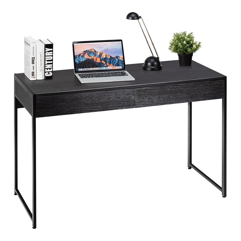 Costway 2-drawer Contemporary Engineered Wood Computer Desk in Black