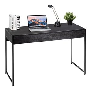 Costway 2-drawer Contemporary Engineered Wood Computer Desk in Black