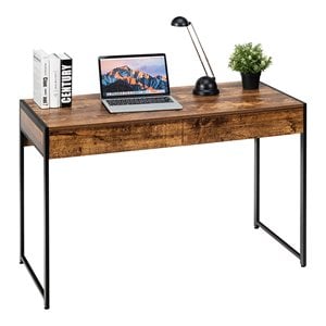 Costway 2-drawer Contemporary Engineered Wood Computer Desk in Antique Brown