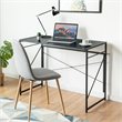 Costway Engineered Wood Folding Computer Desk with 6 Hooks in Black
