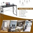 Costway Engineered Wood Folding Computer Desk with 6 Hooks in Black