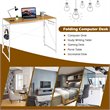 Costway Engineered Wood Folding Computer Desk with 6 Hooks in Natural