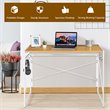 Costway Engineered Wood Folding Computer Desk with 6 Hooks in Natural