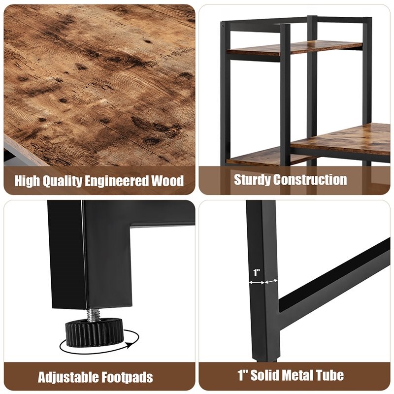 Costway Wood Multifunctional Computer Desk with 4-tier Storage shelves in Brown