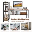 Costway Wood Multifunctional Computer Desk with 4-tier Storage shelves in Brown