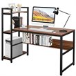 Costway Wood Multifunctional Computer Desk with 4-tier Storage shelves in Walnut