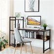 Costway Wood Multifunctional Computer Desk with 4-tier Storage shelves in Walnut