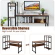 Costway Wood Multifunctional Computer Desk with 4-tier Storage shelves in Walnut