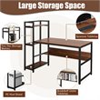 Costway Wood Multifunctional Computer Desk with 4-tier Storage shelves in Walnut
