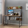 Costway 47'' Wood Computer Desk with 3 Storage Cubes & Open Bookcase in Brown