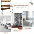 Costway 47'' Wood Computer Desk with 3 Storage Cubes & Open Bookcase in Brown
