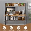 Costway 47'' Wood Computer Desk with 3 Storage Cubes & Open Bookcase in Brown
