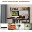 Costway 47'' Wood Computer Desk with 3 Storage Cubes & Open Bookcase in Brown