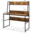 Costway 47'' Wood Computer Desk with 3 Storage Cubes & Open Bookcase in Brown