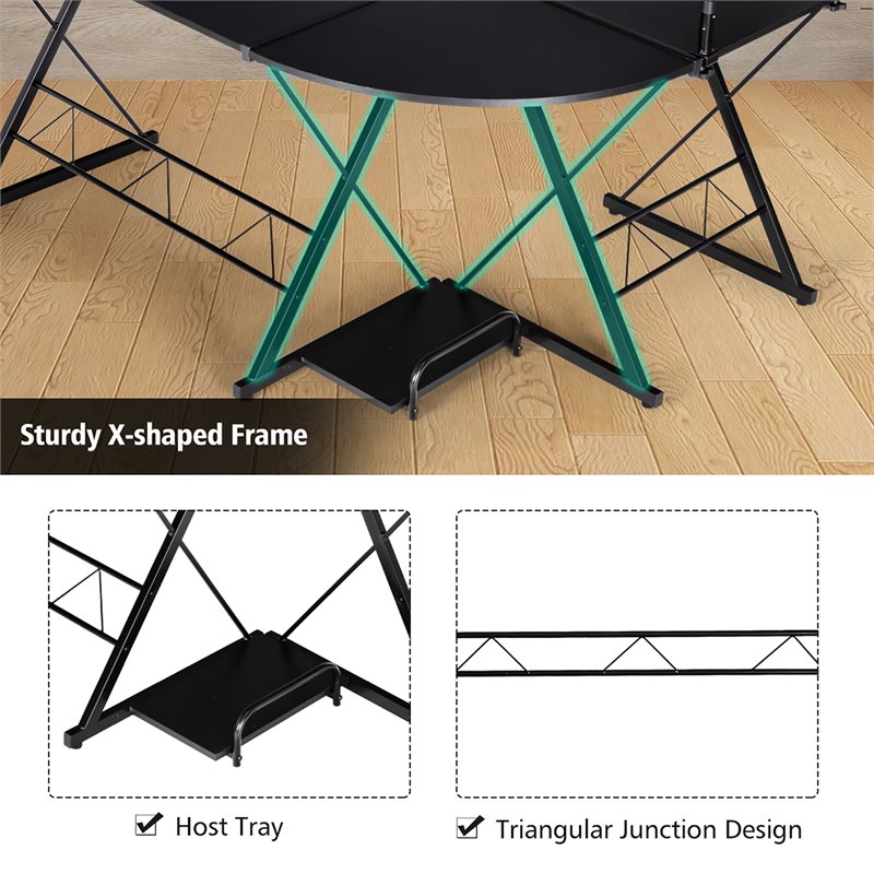 Costway 58''x44'' L-Shaped Computer Gaming Desk with Monitor Stand in Black