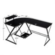 Costway 58''x44'' L-Shaped Computer Gaming Desk with Monitor Stand in Black