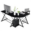 Costway 58''x44'' L-Shaped Computer Gaming Desk with Monitor Stand in Black
