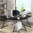 Costway 58''x44'' L-Shaped Computer Gaming Desk with Monitor Stand in Black