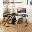 Costway 58''x44'' L-Shaped Computer Gaming Desk with Monitor Stand in Black