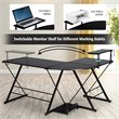 Costway 58''x44'' L-Shaped Computer Gaming Desk with Monitor Stand in Black