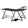 Costway 58''x44'' L-Shaped Computer Gaming Desk with Monitor Stand in Black