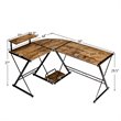 Costway 58''x44'' L-Shaped Computer Gaming Desk with Monitor Stand in Brown