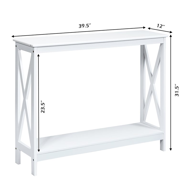 Costway 2-Tier X-Design Bookshelf Sofa Side Accent Console Table in White