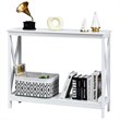 Costway 2-Tier X-Design Bookshelf Sofa Side Accent Console Table in White