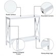 Costway 2-Tier X-Design Bookshelf Sofa Side Accent Console Table in White