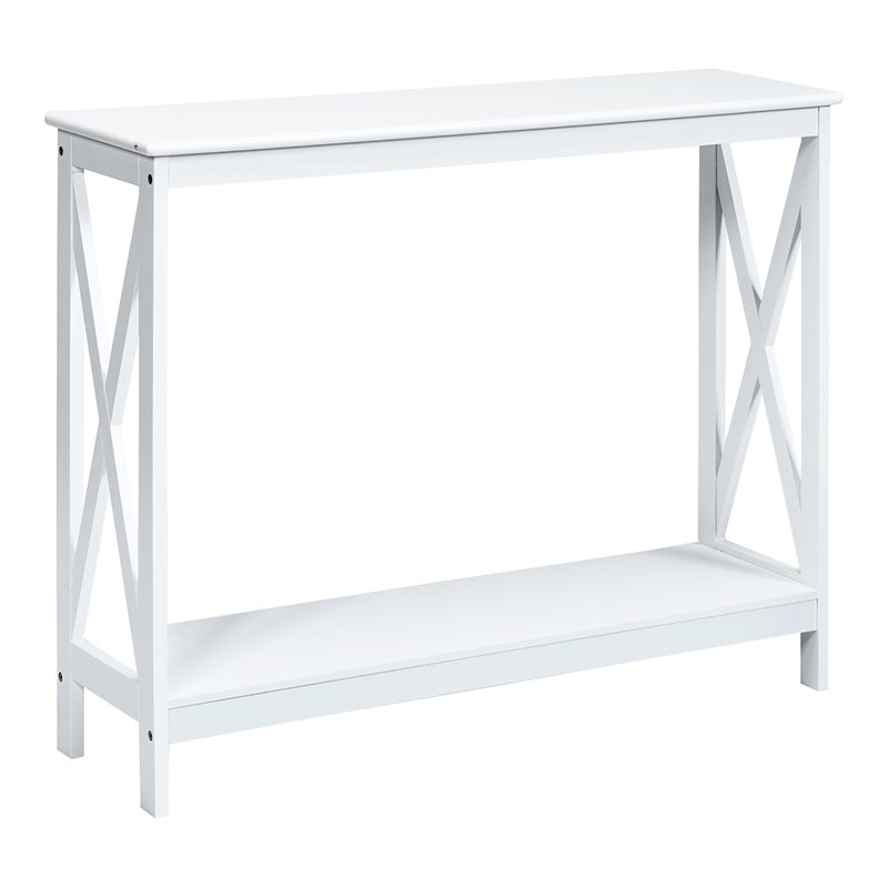 Costway 2-Tier X-Design Bookshelf Sofa Side Accent Console Table in White