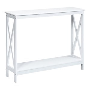 Costway 2-Tier X-Design Bookshelf Sofa Side Accent Console Table in White