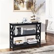 Costway 3-Tier X-Design Bookshelf Sofa Side Accent Console Table in Black