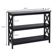 Costway 3-Tier X-Design Bookshelf Sofa Side Accent Console Table in Black