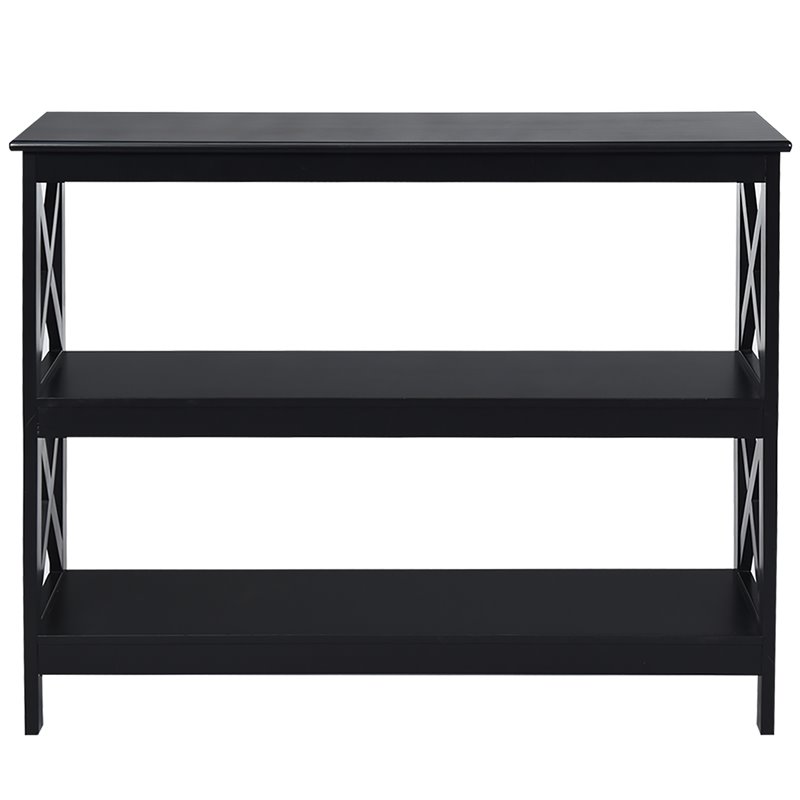 Costway 3-Tier X-Design Bookshelf Sofa Side Accent Console Table in Black