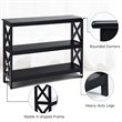 Costway 3-Tier X-Design Bookshelf Sofa Side Accent Console Table in Black