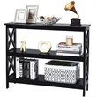 Costway 3-Tier X-Design Bookshelf Sofa Side Accent Console Table in Black