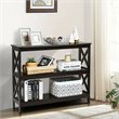 Costway 3-Tier X-Design Bookshelf Sofa Side Accent Console Table in Espresso